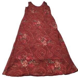 Vintage floral Asian style paisley red slip maxi dress Y2k K Studio